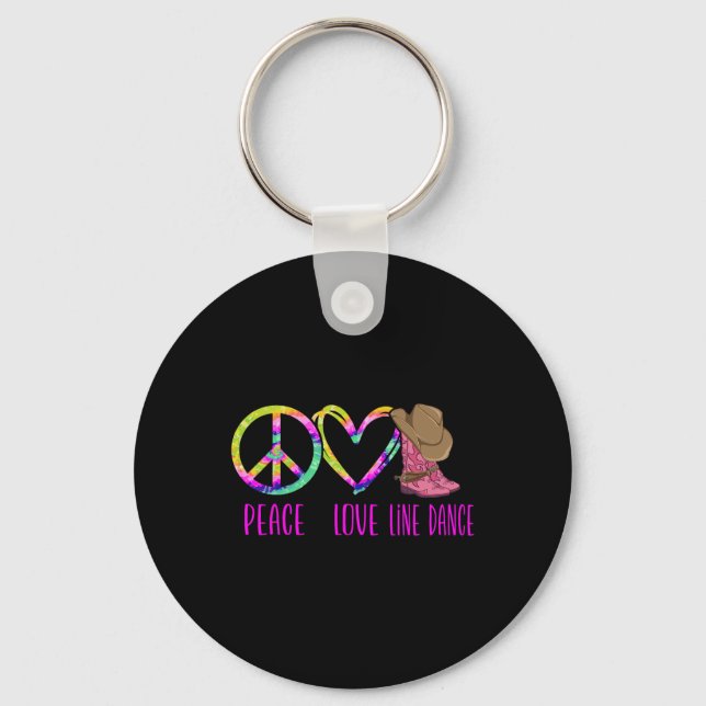 Porte-clés Ligne Danse Danse Enseignant Tie Dye Peace Love Li (Recto)
