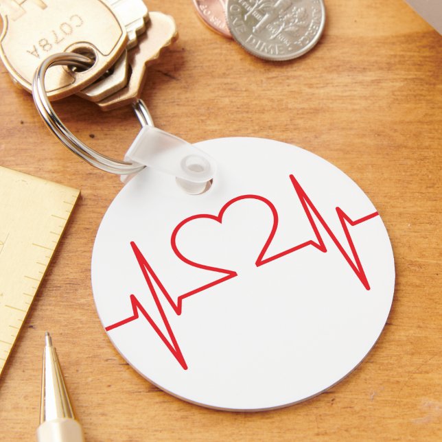Porte-clés Ligne de battement du coeur rouge (Red Heart Beat Line Keychain)
