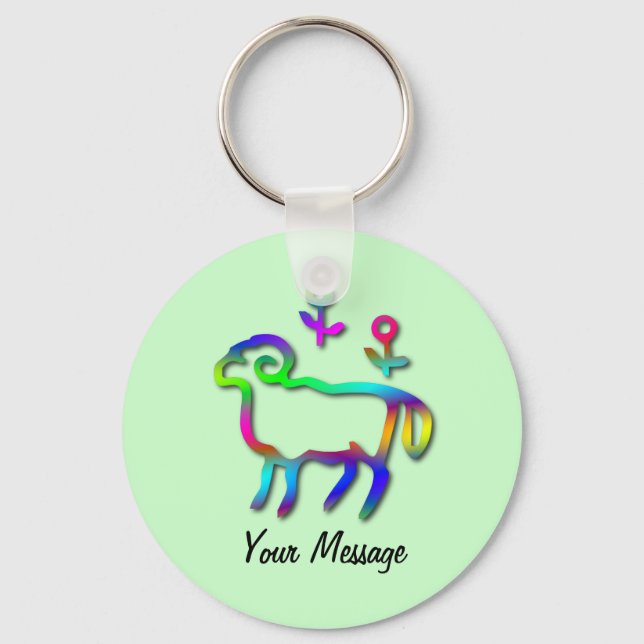 Porte-clés Ligne de couleur du panneau étoile Zodiac Aries (Recto)