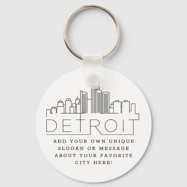 Porte-clés Ligne Skyline Stylisée Detroit, Michigan | Slogan  (Recto)