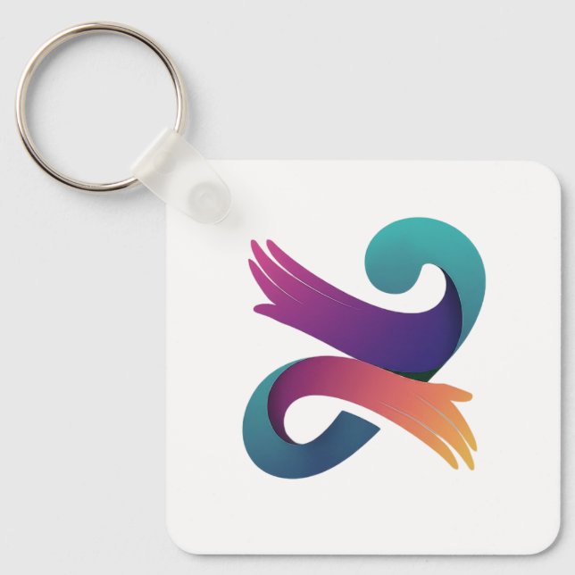 Porte-clés Lignes blanches de feuille verte et conception gra (Recto)