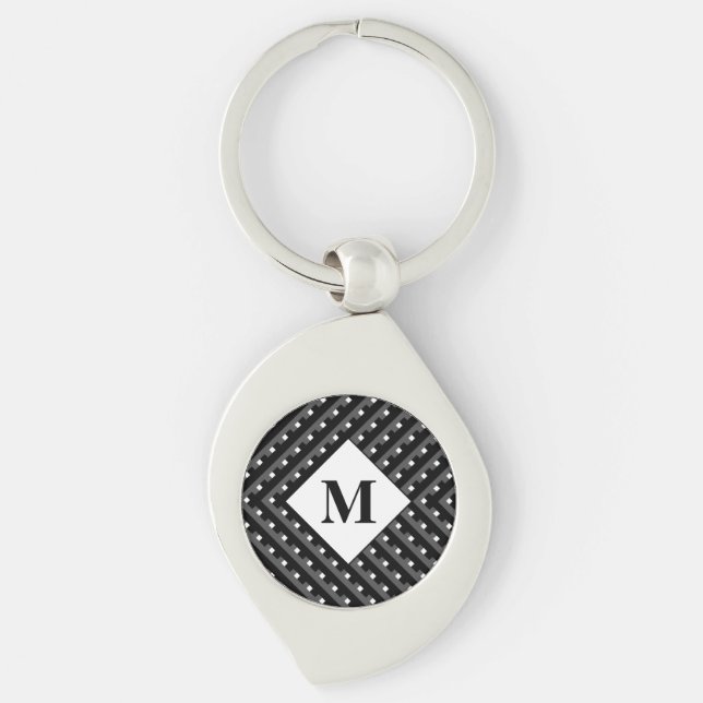 Porte-clés Lignes Monogram Black and Grey Angled (Devant)