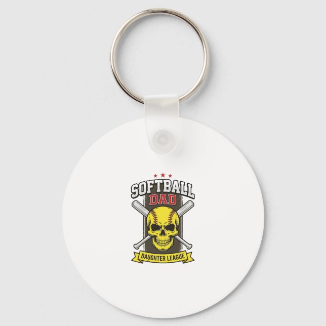Porte-clés Ligue de softball père fille design vectoriel vint (Recto)