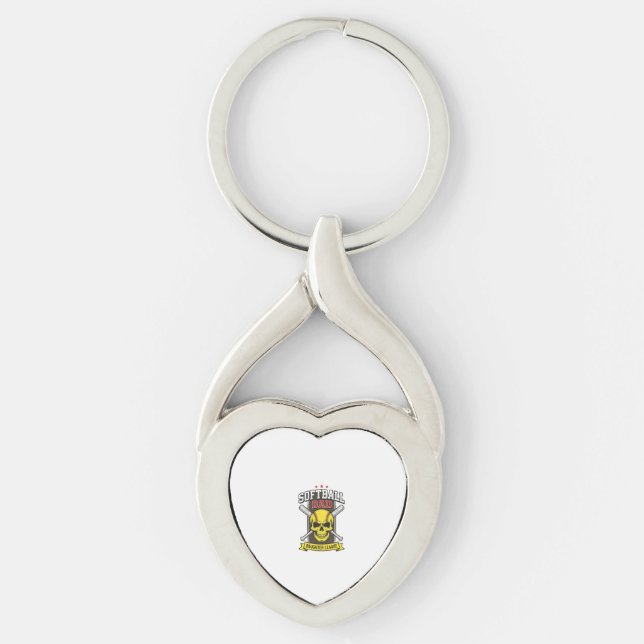 Porte-clés Ligue de softball père fille design vectoriel vint (Devant)