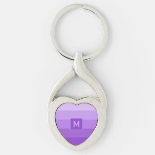 Porte-clés Lilac Stripes monogramme personnalisé