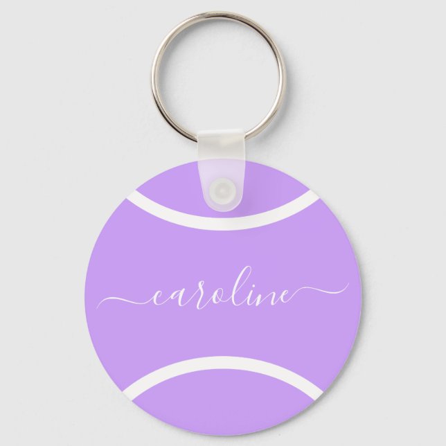 Porte-clés Lilac Tennis Ball Custom Girls Nom Sports Cadeau (Recto)