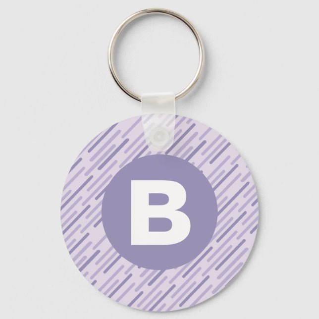 Porte-clés Lilas Moderne Violet En Diagonale Monogramme (Recto)