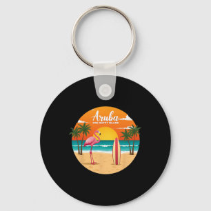Porte-clés L'île heureuse d'Aru Flamant Surf tropical B
