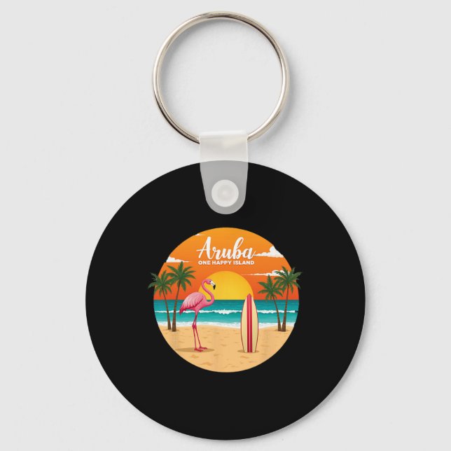 Porte-clés L'île heureuse d'Aru Flamingo Surf Tropical B (Recto)