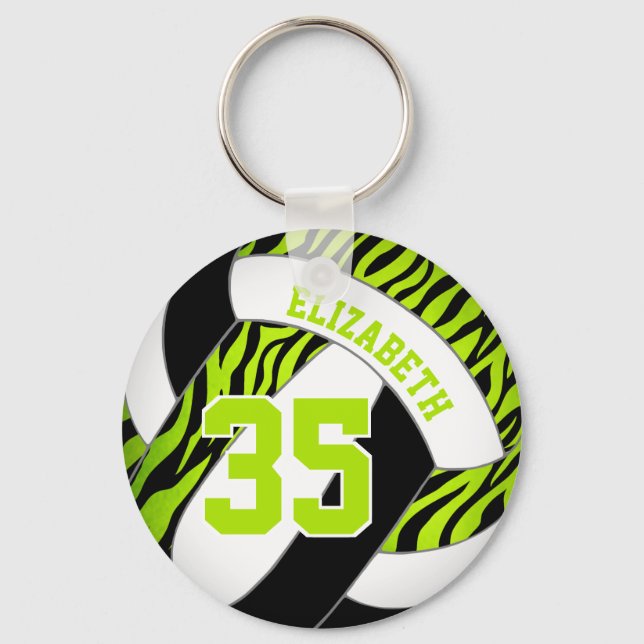Porte-clés lime black w zebra stripes accent girls volleyball (Recto)