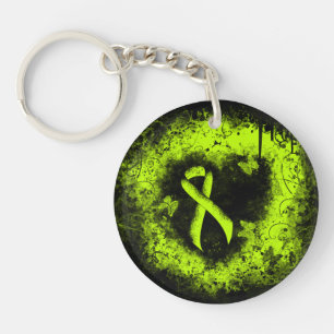 Porte-clés Lime Green Awareness Ribbon Grunge Heart