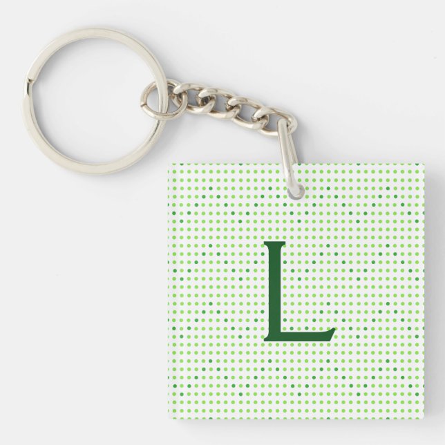 Porte-clés Lime, Green Chevron Motif Dots Monogram Porte - cl (Devant)