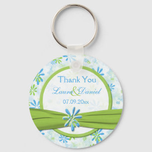 Porte-clés Lime Vert et bleu Floral Mariage Favoriser Porte -