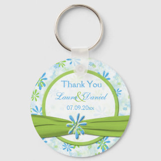 Porte-clés Lime Vert et bleu Floral Mariage Favoriser Porte -