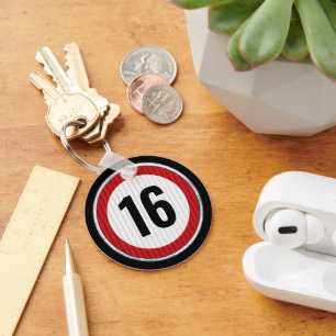 Porte-clés Limite de vitesse 16e anniversaire