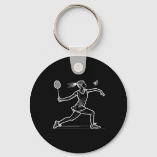 Porte-clés Line Art Badminton Joueuse Navette Femmes Badminto