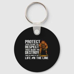 Porte-clés Lineman offensif vintage protéger respecter détrui