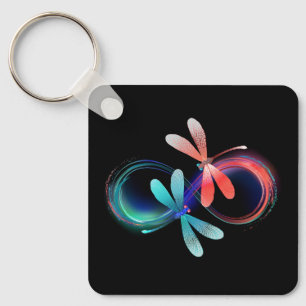 Porte-clés L'infini avec des libellules lumineuses