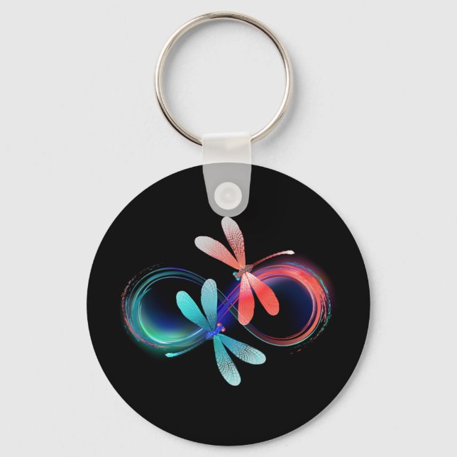 Porte-clés L'infini avec des libellules lumineuses (Recto)