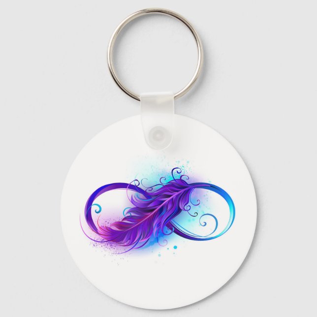 Porte-clés L'infini avec plume violette (Recto)
