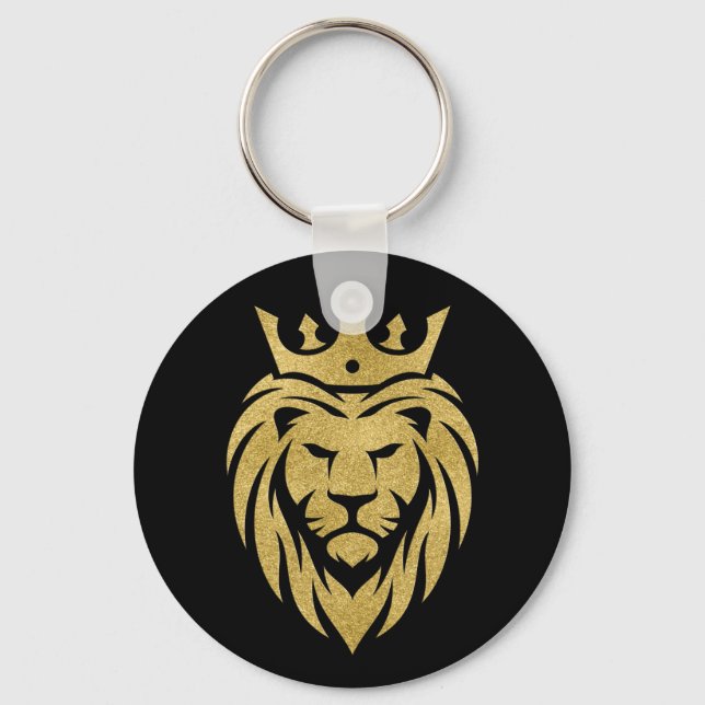 Porte-clés Lion Avec Couronne - Style Or 3 (Recto)