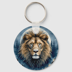 Porte-clés Lion Céleste Aquarelle Esprit du Lion au Clair d