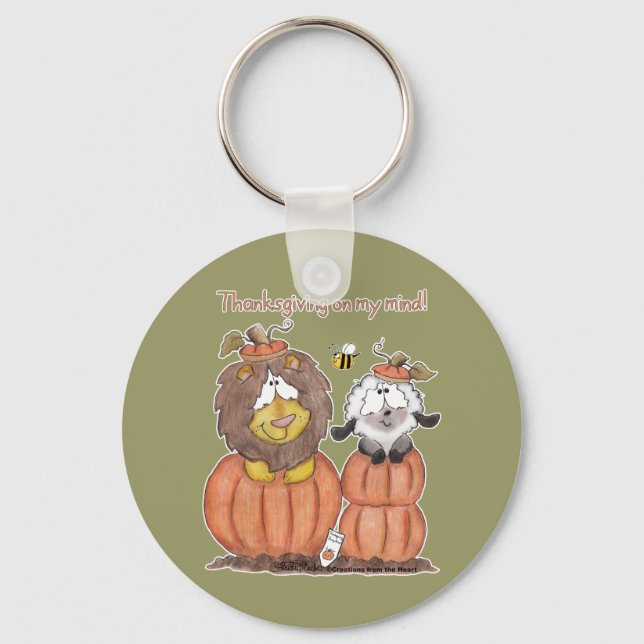 Porte-clés Lion et agneau en Citrouille (Recto)