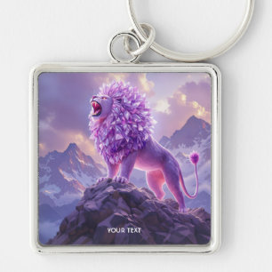 Porte-clés Lion Fantastique Mignon en Améthyste Violette
