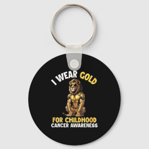 Porte-clés Lion Je Porte De L'Or Pour L'Enfance Cancer Sensib