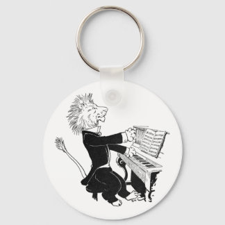 Porte-clés Lion Jouer Piano Antique Louis Wain Dessin