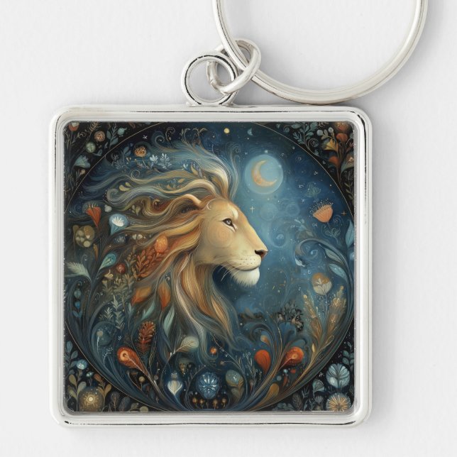 Porte-clés Lion Leo Zodiaque Astrologie Céleste Anniversaire (Devant)
