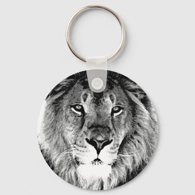 Porte-clés Lion noir et blanc (Recto)