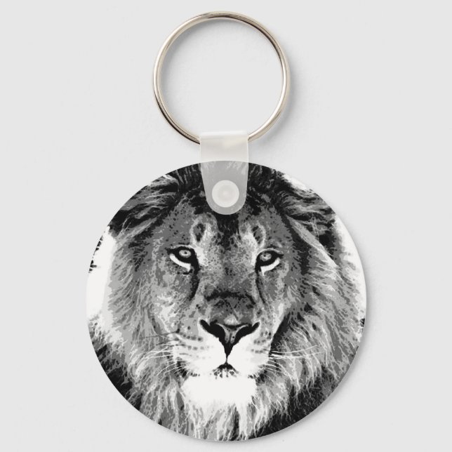 Porte-clés Lion noir et blanc (Recto)