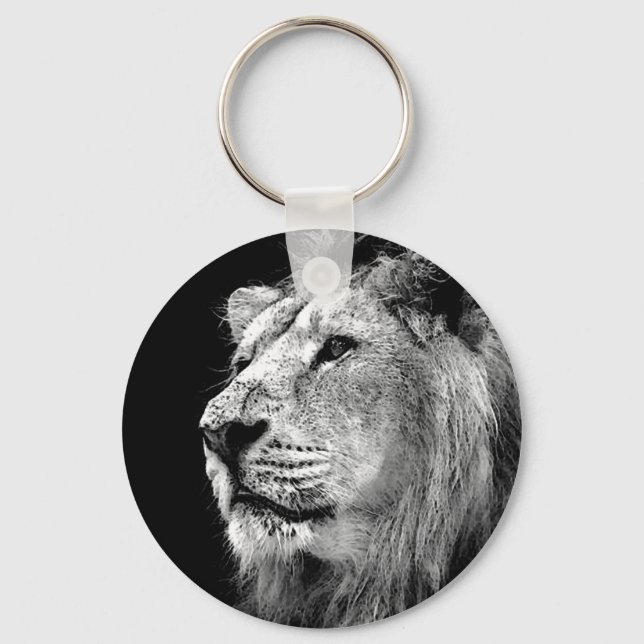 Porte-clés Lion noir et blanc (Recto)