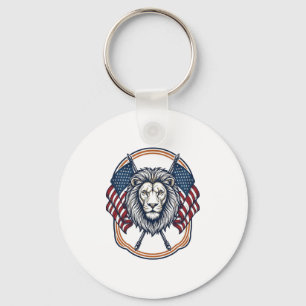 Porte-clés Lion patriotique avec drapeaux américains vintage