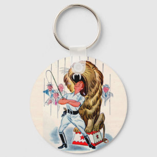 Porte-clés Lion tamer et lion des années 1940