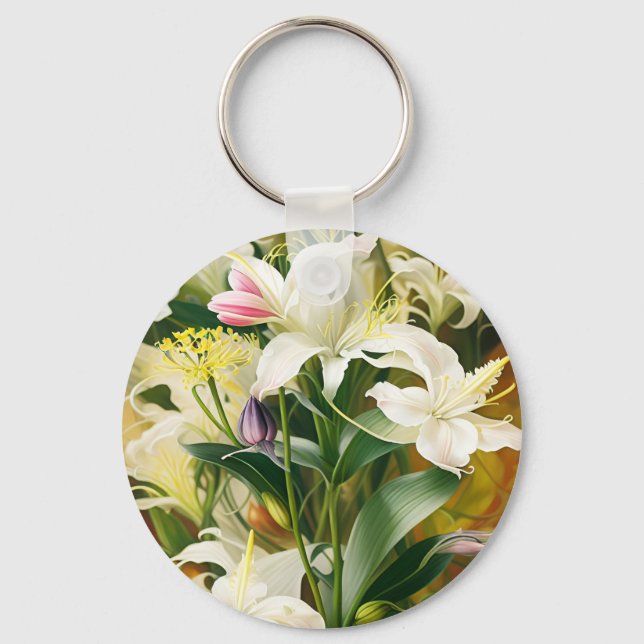Porte-clés Lis blancs en fleurs (Recto)