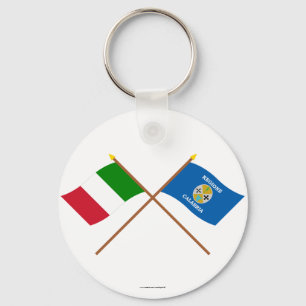 Porte-clés L'Italie et les drapeaux croisés par Calabre