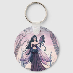 Porte-clés Little Beast Purple Fairy and Dragon Fantasy Art