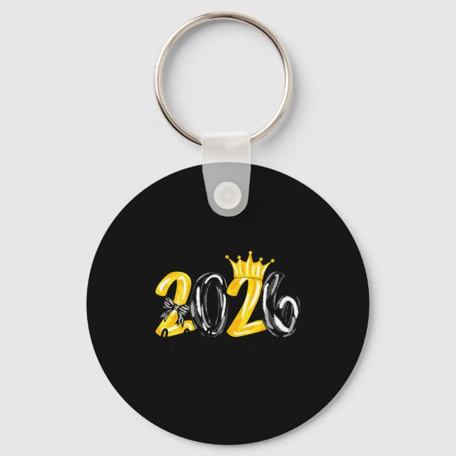 Porte-clés Little Miss 2026 Coquette Bow Crown Happy New Year (Recto)