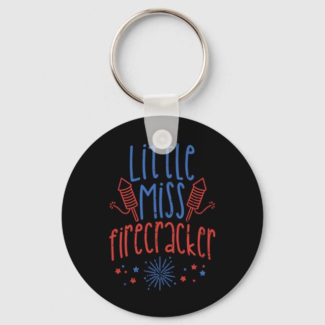 Porte-clés Little Miss Firecracker Funny 4 juillet Patriot (Recto)