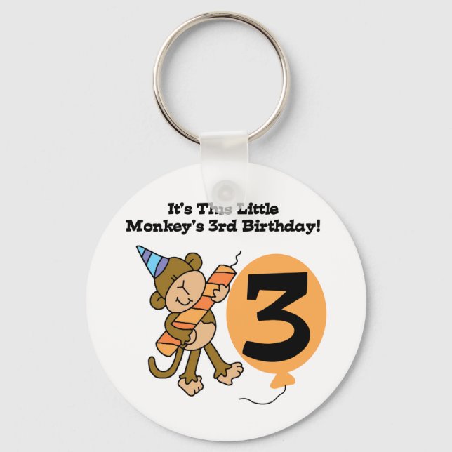 Porte-clés Little Monkey 3e Anniversaire Tshirts et cadeaux (Recto)