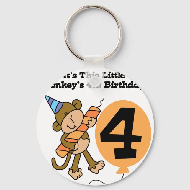 Porte-clés Little Monkey 4th Birthday Tshirts et cadeaux (Recto)