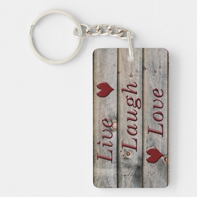 Porte-clés Live Laugh Love sur le côté d'une grange (Devant)