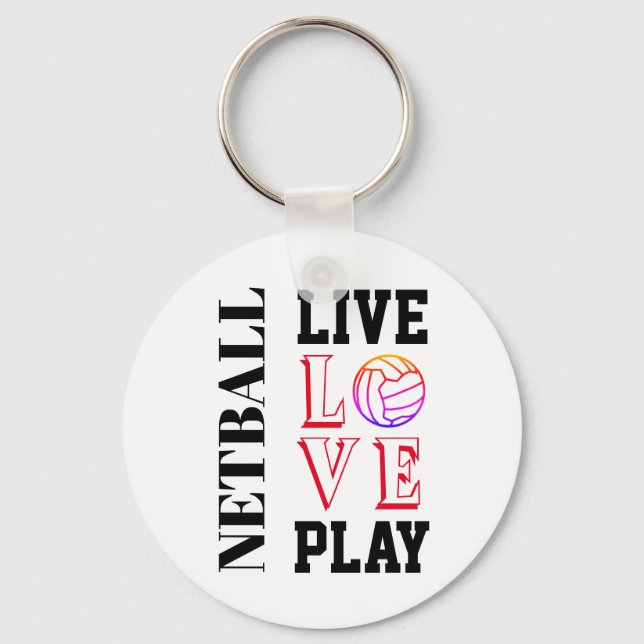 Porte-clés Live Love Play Slogan Netball (Recto)