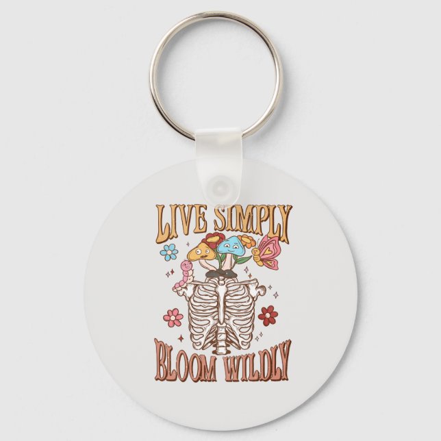 Porte-clés Live Simply, Bloom Wiltly - Skeleton & Champignons (Recto)