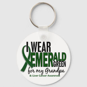 Porte-clés Liver Cancer I Wear Emerald Green For My Grandpa 1