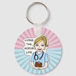 Porte-clés Living the Scrub Life   Nurse, Caregiver, Doctor