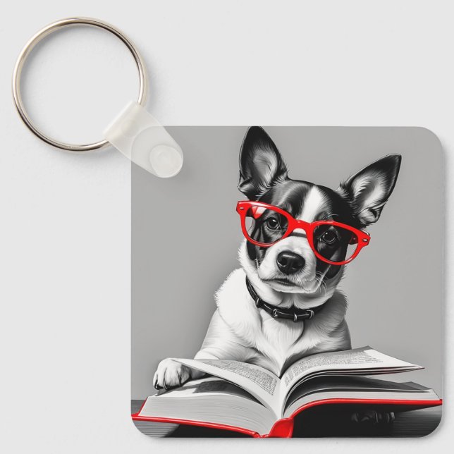 Porte-clés Livre de lecture de chien (Recto)