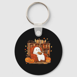Porte-clés Livre de lecture fantôme avec chat noir Halloween